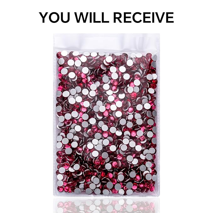 288Pcs Rose Crystal Rhinestones,Glass Flatback Rhinestones Gemstones for Nail Face Makeup Art Crafts Clothes Decoration -(SS30,6.5mm,Rose)