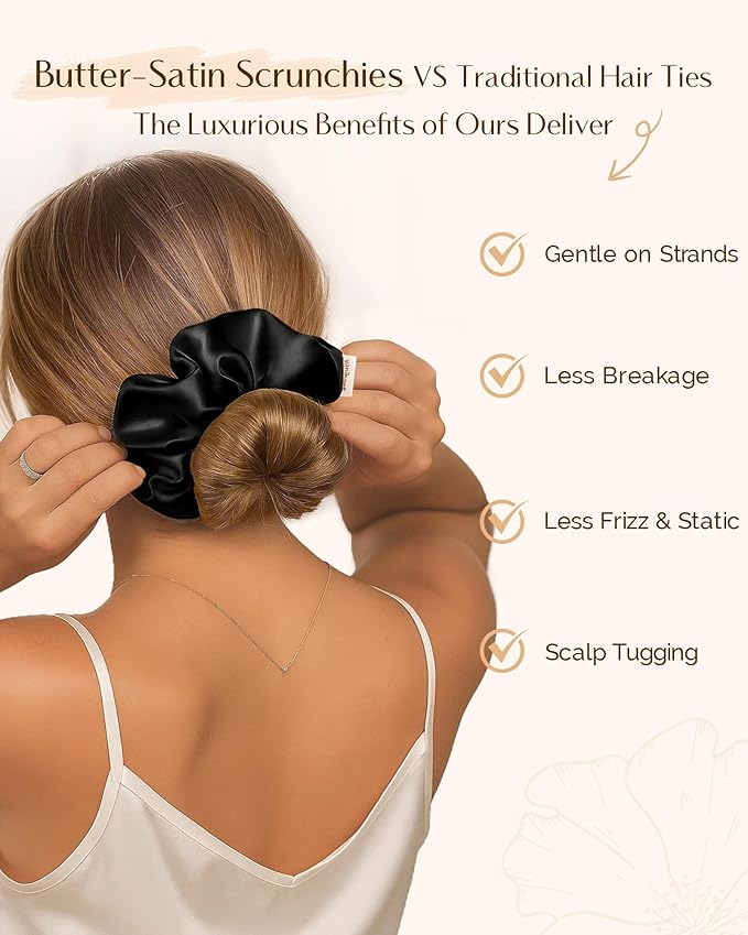Yanibest 8 Pcs Satin Scrunchies - Silk Scrunchies Ponytail Holders,Soft Satin Hair Ties No Damage,Hair Accessories for Women