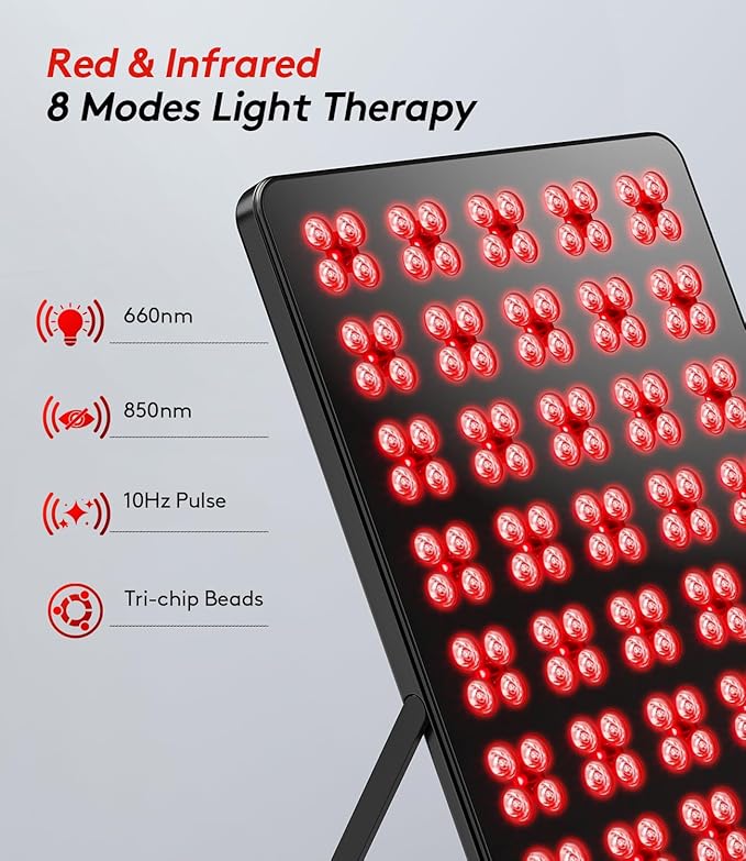 Portable Red Light Panel: Cordless Lightweight 660 850nm LED Light Therapy Device for Women - Red & Infrared Light for Daily Skin Care and Muscle Pain Relief - Including Stand