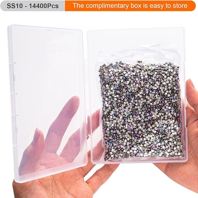 MEIBITE Flatback Rhinestones Bulk, 14400PCS Green Volcano Rhinestones for Clothes DIY Decoration Crafts, Green Volcano, SS10, 2.7-2.9mm