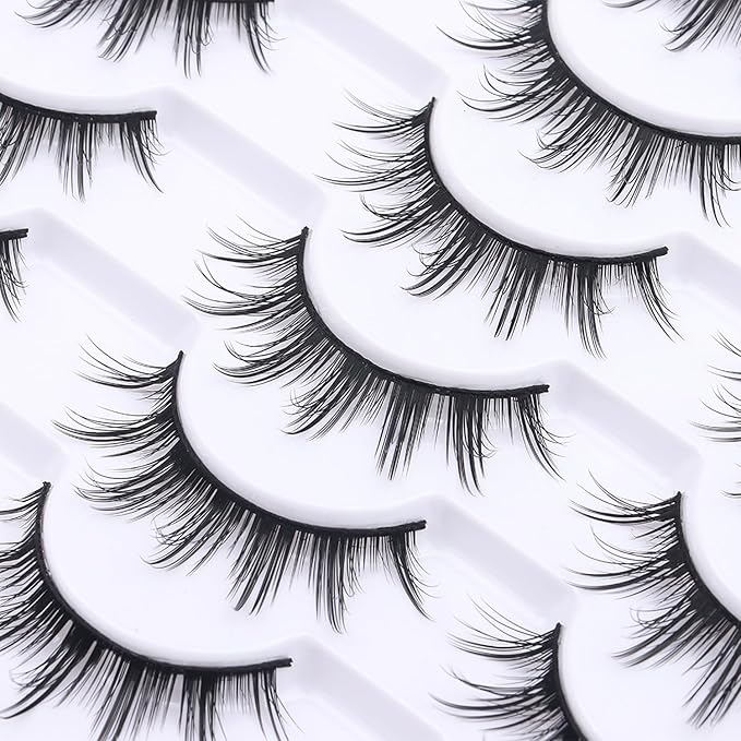 False Eyelashes 20 Pairs Wispy Lashes Faux Mink Lashes 14mm 3D Fluffy Cat Eye Lashes （style 20-067)