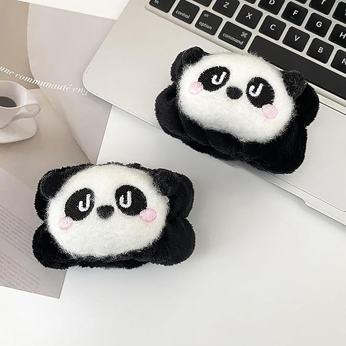 Gniwhd 6PCS Cute Cat Ears Spa Headband for Washing Face Makeup Skincare Headband with Wrist Bands, Sleepover Party Supplies for Women/Teen Girl Trendy Stuff Present (6PCS Panda, standard size)