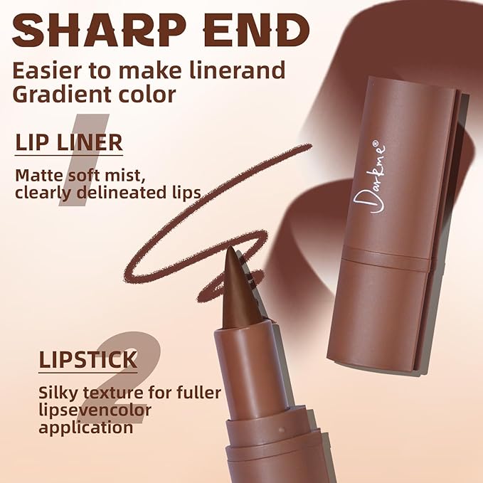 HOSAILY 3 Colors 2 in 1 Lip Liner Set, Matte Nude Dark Brown Red Lip Liner Plumping Smooth Creamy Lip Pencil, High Pigmented Long lasting Light Brown Lipstick Makeup