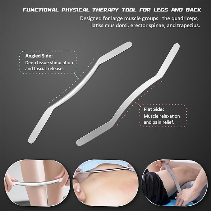 3Pcs Stainless Steel Gua Sha Muscle Scraper Tool Set, Medical Grade IASTM Physical Therapy Tools for Plantar Fasciitis, Deep Tissue Massage & Myofascial Release, Scar Tissue Tool for Body