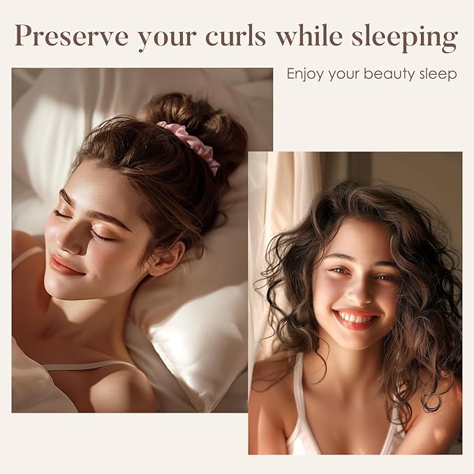 LULUSILK Silk Scrunchies for Hair Sleep, 100% Real Mulberry Silk, No Damage Hair Ties for Women and Girls, Elegant Lotus Pink, Pack of 3