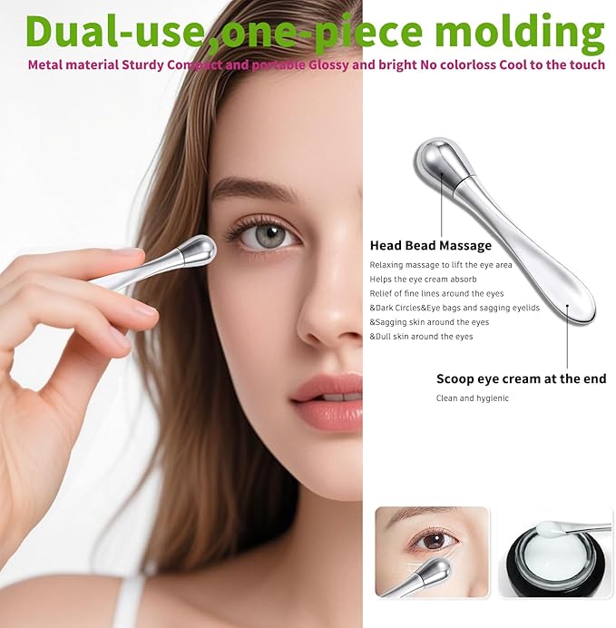 annrose Stainless Steel GuaSha Tool & Eye Cream Applicator Facial Tools, Metal Detail Guasha for Face Neck, Eye Massager Tool, Lymphatic Drainage Face Massage Tool, Skin Care Gift