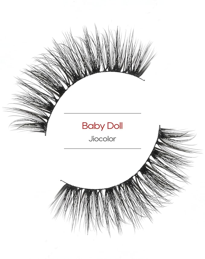 Jiocolor Natural Looking Short False Eyelashes Wispy Lashes Natural Look 14mm 3D Faux Mink Lashes 7 Pairs Fluffy Fake Eyelashes Pack 14MM