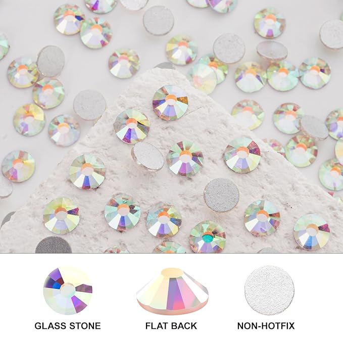 Novani 3000 Pieces Flatback Rhinestones Glass Round Gems AB Crystals for Nail Art DIY Crafts Clothes Shoes,SS16,3.8-4.0mm