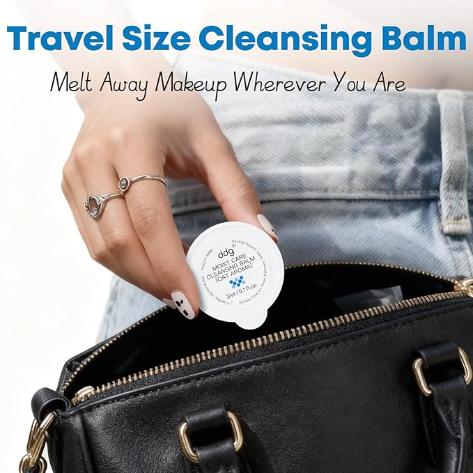 ddg Travel Size Cleansing Balm Makeup Remover for Sensitive Skin,Waterproof Makeup Removal,Travel-Friendly Facial Cleanser,Vegan Hydrating Formula,Individually Wrapped,10 Packs