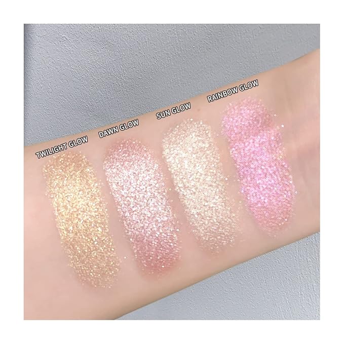 ELESSY Highlighter Makeup Palette Face Highlighter Palette Long Lasting Face illuminator Makeup Palette Shimmer Highlighter Powder Suit All Skin Tones-TWILIGHT GLOW
