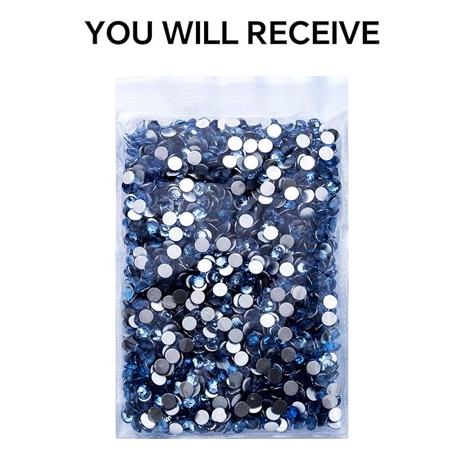 1440Pcs Light Blue Crystal Rhinestones,Glass Flatback Rhinestones Gemstones for Nail Face Makeup Art Crafts Clothes Decoration - (SS20,4.8mm,Light Blue)
