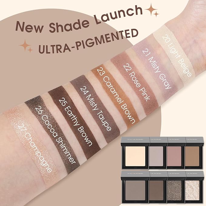 UCANBE Misty Mauve Single Eyeshadow Palette, Neutral Matte Mini Eye Shadow Powder, Highly Pigmented Professional Long-Lasting Waterproof Makeup Pallet
