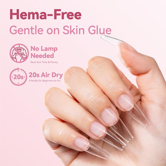 Makartt Hema-Free Semi Solid Nail Glue, New Super Strong Nail Glue for Press On Nails, No UV/Led Lamp Needed, Quick Drying 20s, Fake Tips Adhesion, Upgraded Nail Glues DIY Home Salon Manicure 10ml
