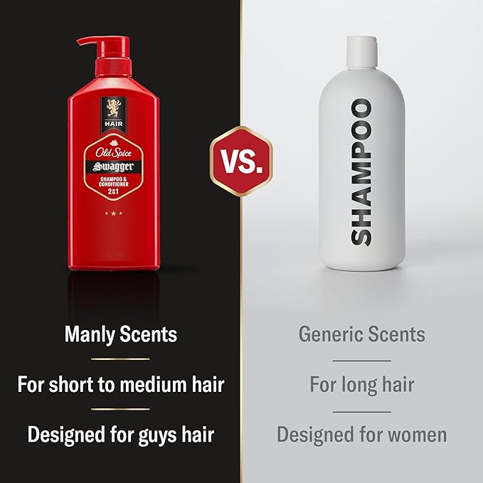 Old Spice Swagger 2-in-1 Shampoo and Conditioner Set for Men, Cedarwood Lime Scent, Healthier, Fuller, More Moisturized Looking Hair, Barbershop Quality, Remove Dirt & Oil, 21.9 Fl Oz