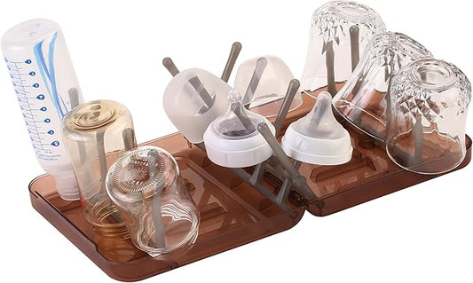 Travel Bottle Drying Rack Space Saving,Foldable Bottle Drain Rack with 16 Ribs,Portable Baby Bottle Drying Rack for Bottles,Breast Pumps and Other Feeding Accessories,Widely Used Daily Basis