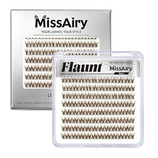 MissAiry Flaunt Lash Clusters Dark Brown Lash Cluster LengthLock Eyelash Clusters Short Lashes Cluster 8MM Wispy Eyelashes Cluster Eyelash Extensions Natural Lash Clusters(Flaunt Dark Brown 8MM)