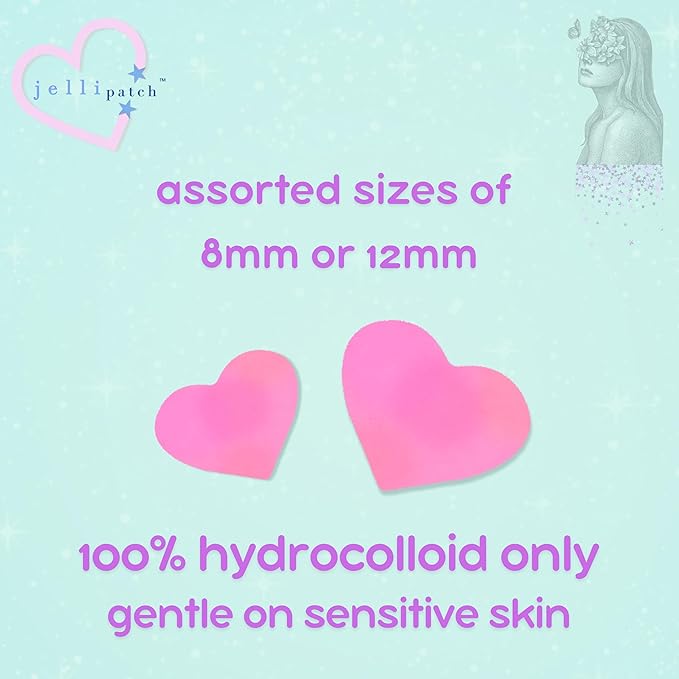 Jelli Patch Cute Heart Pimple Patches For Face - Acne Skincare Sticker - Hydrocolloid Heart Shape Acne Stickers - Absorbing Day Or Night Zit Spot Treatment - Unscented - 36 Count - For Blemish Areas
