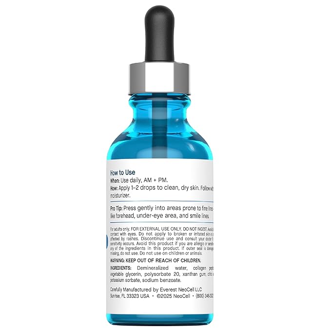 NeoCell Collagen Peptides Serum for Face | 2 fl oz | Advanced Skin Care | Targeted Fine Lines Formula | for Women and Men
