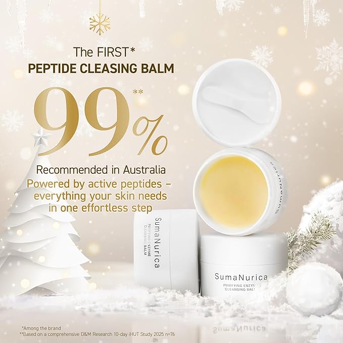 SumaNurica Purifying Enzyme Cleansing Balm, Biotech Peptide Makeup Remover, 3-in-1 Facial Oil Cleanser for Sensitive & Acne-Prone Skin, Deep Cleanse Waterproof Makeup & Impurities, 0.42oz/12g