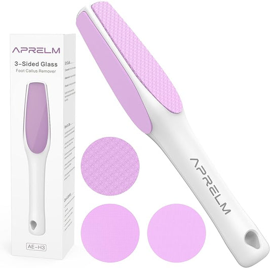 AprElm 3-Sided Nano Glass Foot Callus Remover, Professional 3-in-1(Coarse, Medium, Fine) Foot File, Pedicure Tools for Feet Hard Skin Smooth Polishing (Pink)