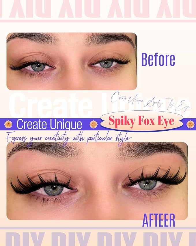 YDAGKH Lash Clusters Fox Eye Spikes Eyelash Extension Wispy Manga Cluster Eyelashes Fairy Spiky Cluster Eyelash Extensions 144Pcs Cat Eye Individuals Lashes Long DIY Volume Anime Lash Extension