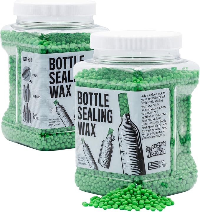 Blended Waxes, Inc. Bottle Sealing Wax, Pastille Wax Seal Beads For Wine, Beer, and Liquor Bottle Sealing, Seals Between 25-30 Bottles, 1 lb, Emerald Green