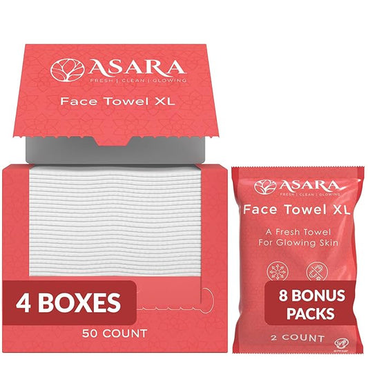Clean Face Towels Disposable XL Facial Wipes | Add Water As a Makeup Remover | Sensitive Skin Face Towels | Organic Vegan Biodegradable - Clean Daily Towelettes (200 Count) | by Asara