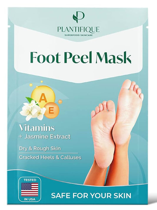 PLANTIFIQUE Foot Peeling Mask - Peeling Foot Mask Dermatologically Tested Repairs Heels & Removes Dry Dead Skin for Baby Soft Feet (Jasmine, 1 Count (Pack of 1))
