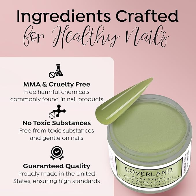 Tones Coverland Acrylic Nail Powder "Lily Pad" - Limited Edition Acrylic Powder for Nail Design, Sculpting, and Masking Nail Bed Imperfections - Professional Acrylic Nail Supplies - (1.5 Oz)
