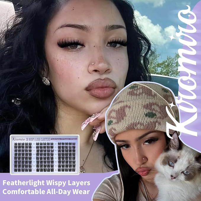 Kiromiro Wispy Lash Clusters Spike Cluster Eyelash Extensions Volume Eye Lash Clusters 10-16mm DIY Lashes Extension Natural Eyelash Clusters