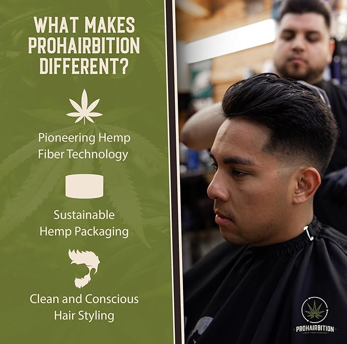 PROHAIRBITION Hemp Fiber Hair Wax Strong Hold Matte Finish – Non-Greasy and Long Lasting Hemp Infused Styling Wax for Healthier Hair- No Paraben Vegan Friendly Formula in Sustainable Packaging