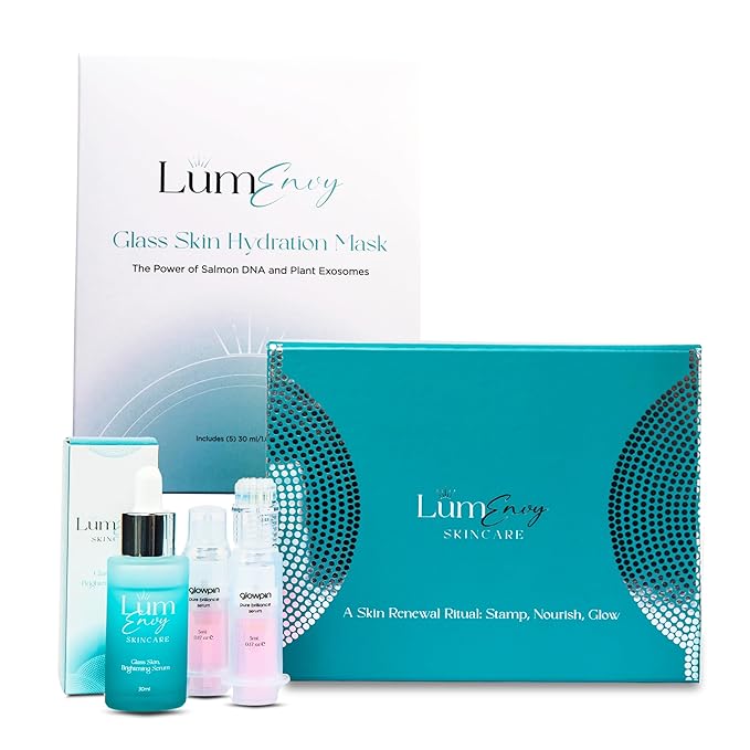 LúmEnvy Skincare Bundle – The Glow Between™ | Set of Brightening Face Serum with PDRN, Two Glowpins Precision Exfoliators & 5 Hydrating Masks | Radiant, Luminous Skin Care