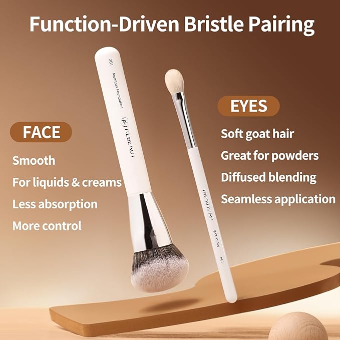 Makeup Brushes Set, Albeaut 7Pcs Face Eyeshadow Brushes Kit with Preminum Bristles Liquid Foundation Concealer Blending Tools Professional & Travel Bag
