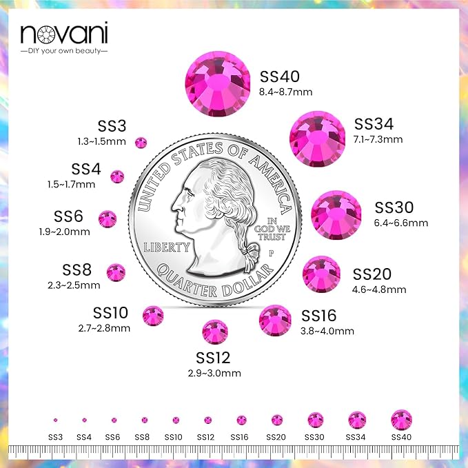 Novani Rhinestones 3000Pcs Flatback Crystal Round Loose Gemstones Glass Rhinestones for Crafts Makeup Nail Art Clothes Shoes DIY Decorations(SS6, 1.9-2.0mm,Peach)