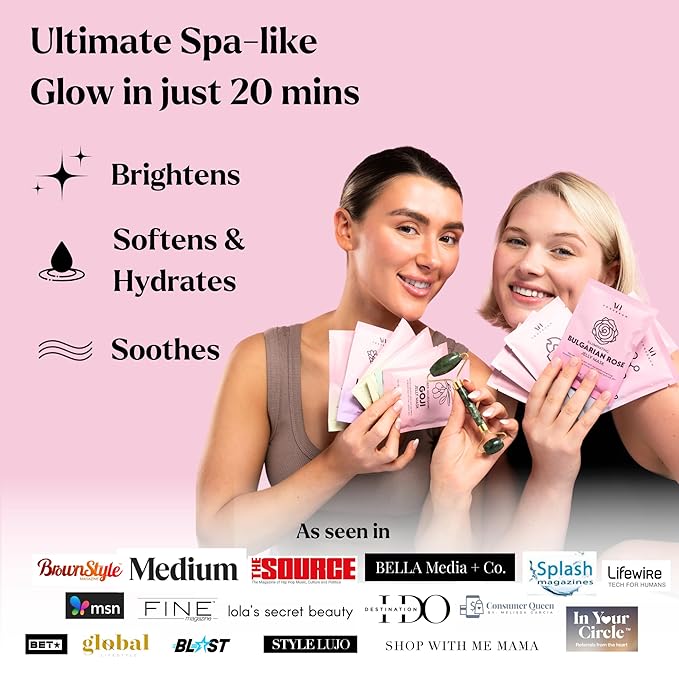 Jelly Mask for Facials - 12 Flavors Hydrating & Brightening Jelly Face Masks | Free Jade Roller & Spatula | Bulgarian Rose, Lavender, Hyaluronic Acid, 24K Gold face mask skin care |Vajacial Jelly Mask