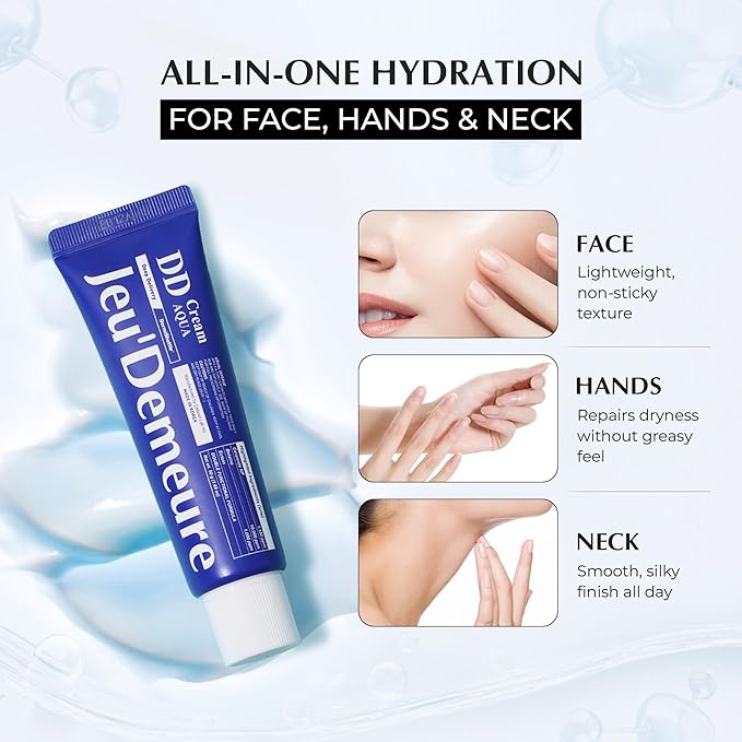 JEU'DEMEURE DermiShuttle DD Cream Aqua – Deep Hydration & Barrier Repair Moisturizer for Face, Neck & Hands – Peptide, Ceramide, Niacinamide, Hyaluronic Acid, Brightening Korean Skincare Cream