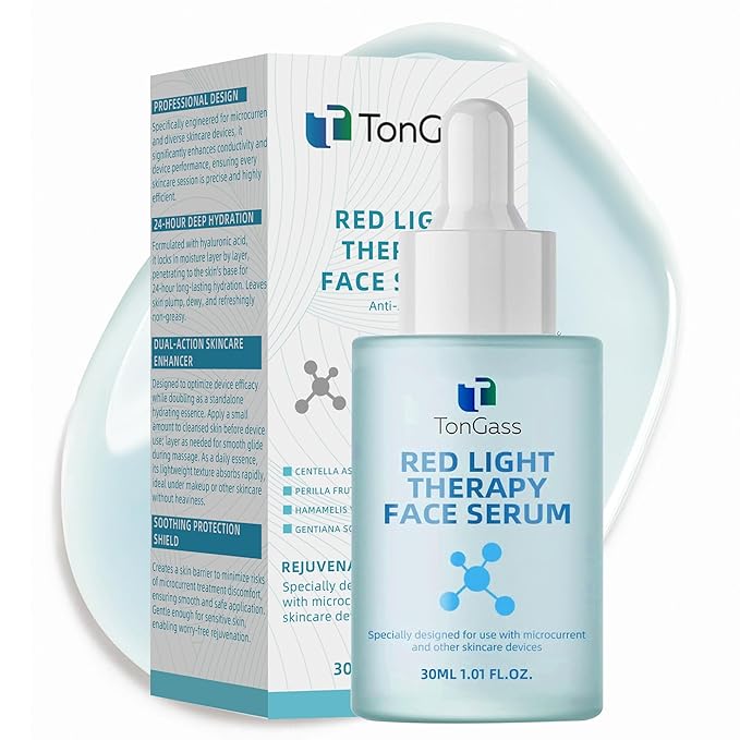 TonGass Hydrating Facial Serum for Face & Neck – Lightweight Absorbing Gel for Daily Moisture – Compatible with LED & Microcurrent Facial Tools – Smooth Skin Texture Enhancer