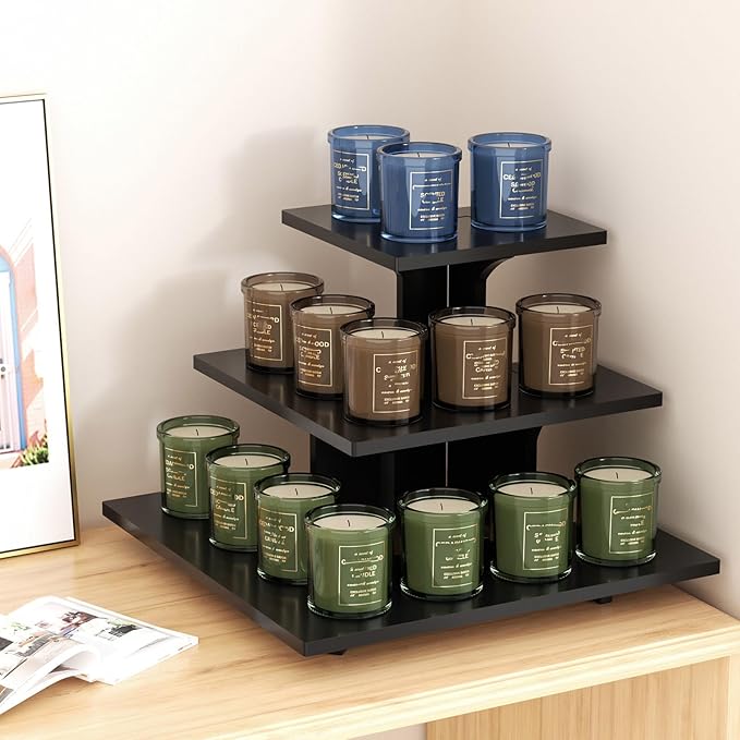 3 Tier Display Stands for Vendor Events, Display Stand Portable for Shop Retail, Display Shelves for Vendors, Candles, Glasses, Glass Jars, Crafts, Jewellery, Black Farmers Market Stand