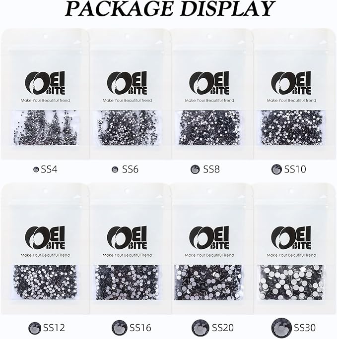Meibite Gray Flatback Rhinestones, Glass Rhinestones for Nail Art and Craft, Glue Fix, Loose Crystal Gemstones(Gray, SS12, 1440pcs, 2.9-3.0mm)