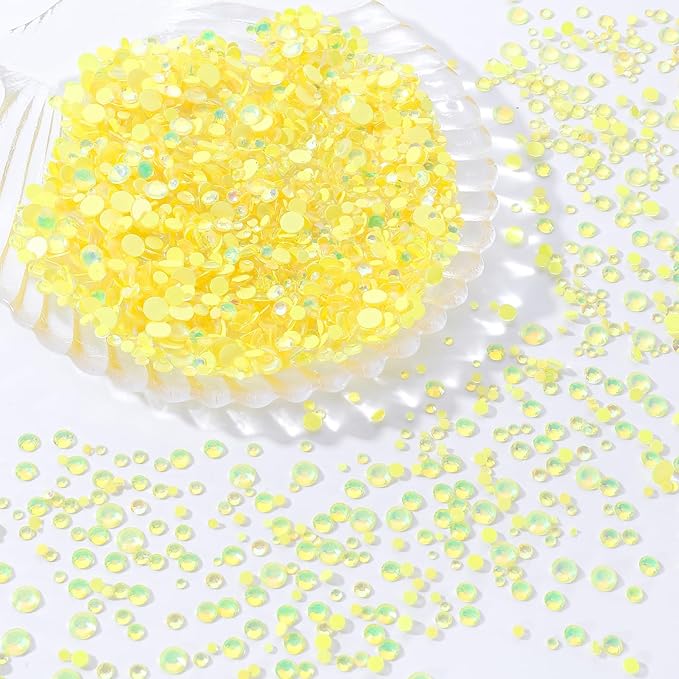 Meibite F Yellow Flatback Rhinestones, Glass Rhinestones for Nail Art and Craft, Glue Fix, Loose Crystal Gemstones(F Yellow, SS6, 1440pcs, 1.9-2.0mm)