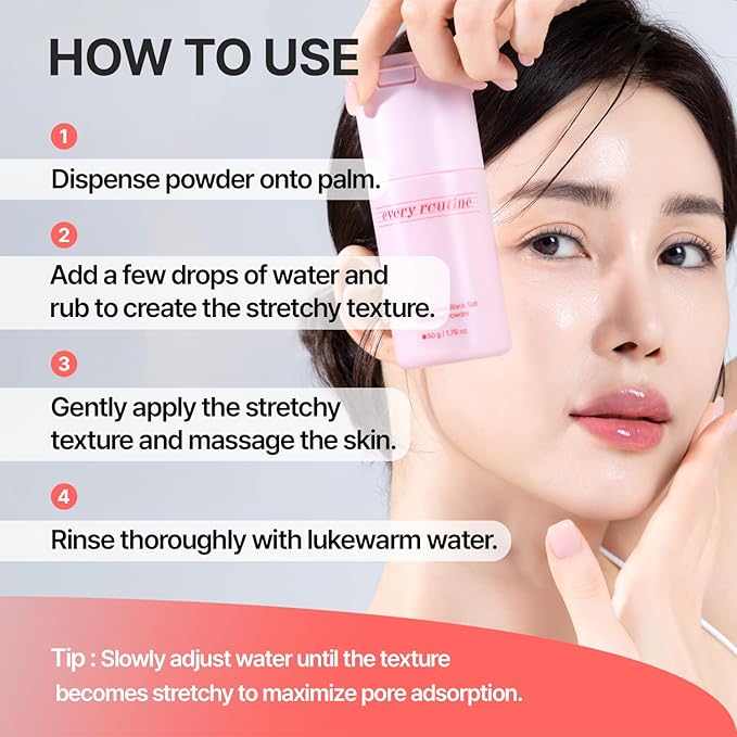 Stretch & Glow Black Salt Cleansing Powder – Powder-to-Foam Exfoliating Cleanser with Hawaiian Black Salt & Kaolin, Pore-Clearing Daily Face Wash (50 g / 1.76 oz)