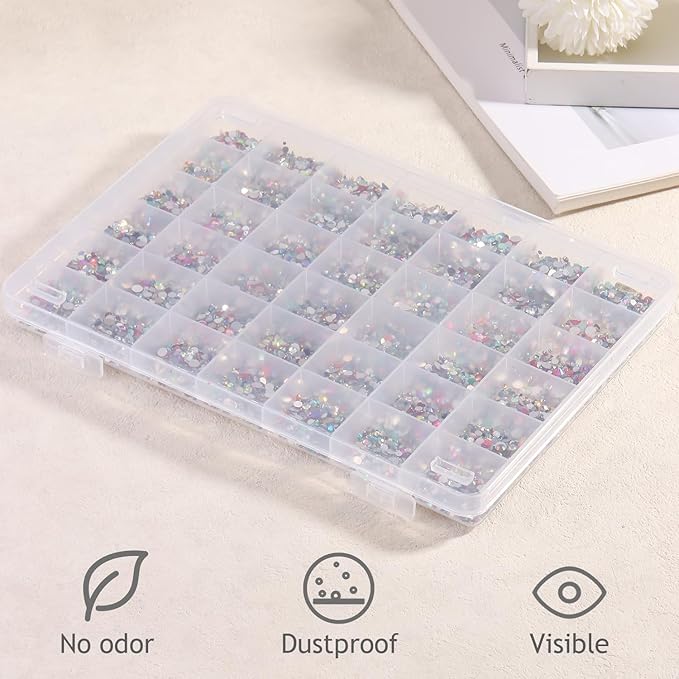 Fspronail 42 Grids Clear Large Plastic Organizer Box With Dividers, Bead Organizers And Storage Compartment Container For Nail Accessories/Jewelry/Craft/Screw/Small Parts/Diamond Painting Art Tools
