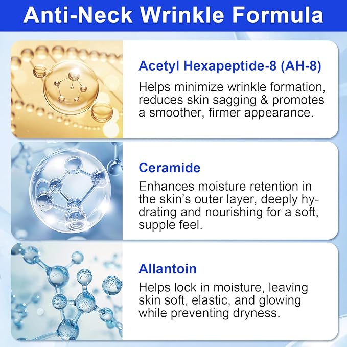 AH-8 Firming Neck Cream,Firming Lifting Neck Creams for Tightening & Moisturizing Skin with Massage Roller, AH-8 Neck Cream for Crepey Skin,Hydrating & Reduce Wrinkles for Men and Women