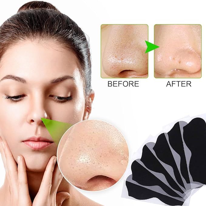Pore Strips,Natural Charcoal Deep Cleansing Pore Strips ，Nose Strips for Blackheads，Black Heads Removal for Nose Face，Deep Cleansing for All Skin Types(80pcs)