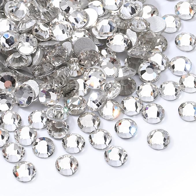 Meibite Crystal Clear Flatback Rhinestones, Glass Rhinestones for Nail Art and Craft, Glue Fix, Loose Crystal Gemstones(Crystal, SS20, 1440pcs, 4.6-4.8mm)