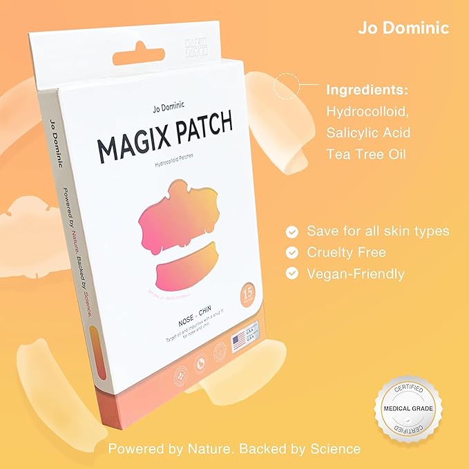 MAGIX PATCH Nose & Chin Pimple Patches Hydrocolloid Acne Patches for T-Zone Care – Absorbs Oil, Zits & Blemishes Overnight – Vegan, Cruelty-Free Skincare (15 Count)