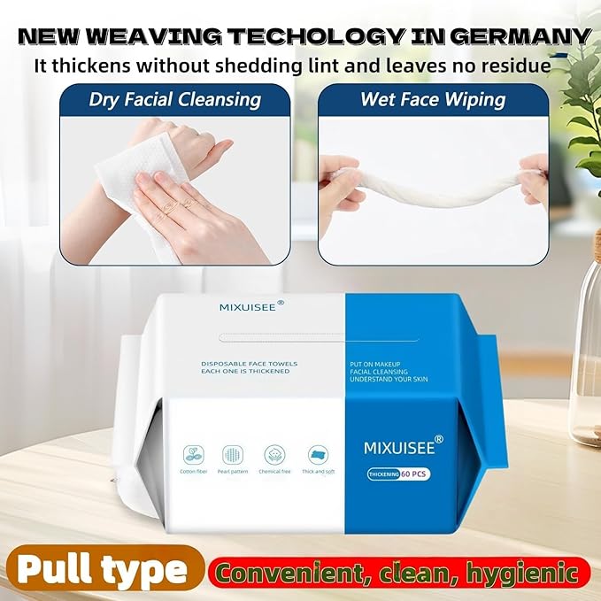 Disposable face towel. MIXUISEE thick and soft face towels. 100% cotton face cloths.facial towels 130% thickness.Remove makeup and cleansing.Suitable for sensitive skin.(180 pieces)