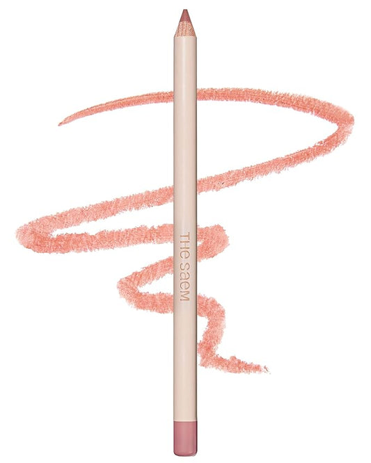 THESAEM Cover Perfection Lip Pencil - 02 Rosy Rose Pink - Slim 4mm Lip Liner for Overlip Correction - Korean Makeup Lip Contouring Pencil Easy Blending Formula, 0.04oz