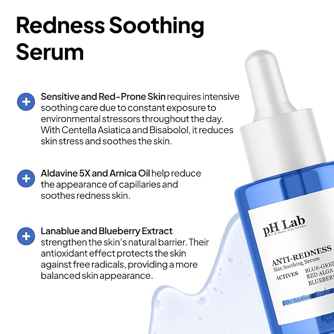 Anti Redness Serum, Reduces Capillary Cracks Appearance, Evens Skin Tone, Skin Soothing and Redness Reform Serum, 1.01 Fl Oz (Pack of 2)
