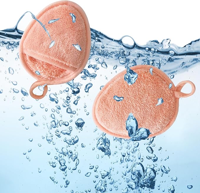 Reusable Makeup Remover Pads Soft Makeup Remover Cloths Washable Facial Makeup Cleansing Pads for Face,Lip,Eyes Orange 6PCS